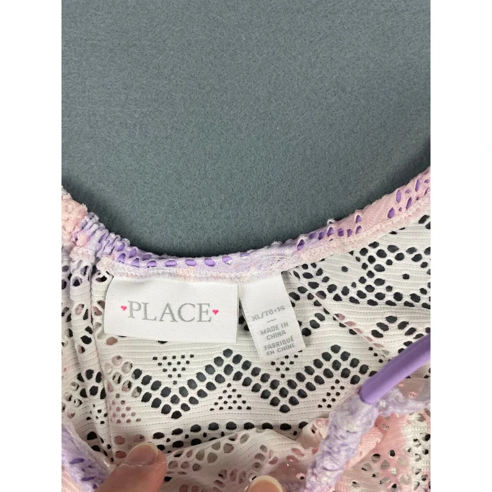 The Children's Place Lace Romper Coquette Boho Soft Girl Pastel Pink Purple 14